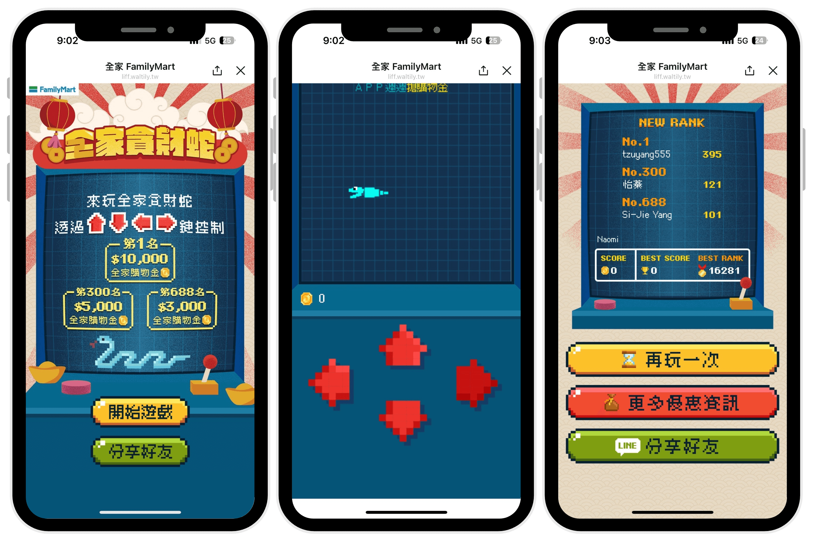 全家line貪食蛇遊戲 LINE互動遊戲